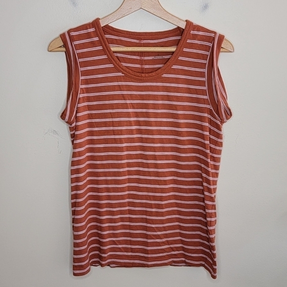 Banana Republic Factory | Burnt Orange Stripe Malibu Tee Size Small - Picture 1 of 5
